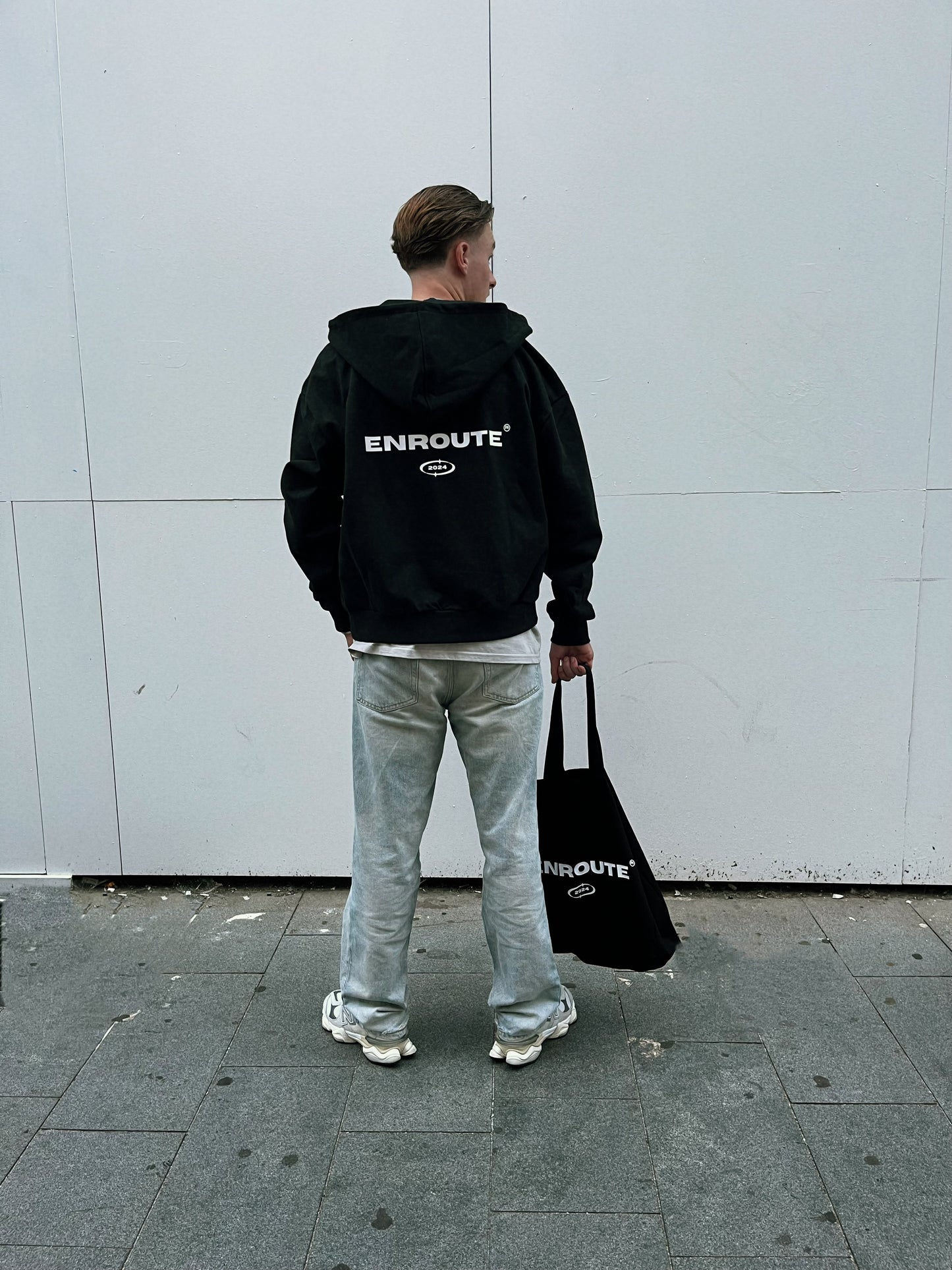 Oversized Zip Up Hoodie - Black