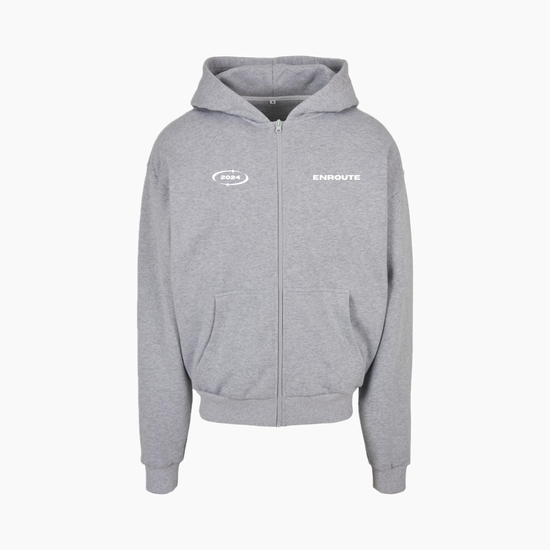 Oversized Zip Up Hoodie - Grey