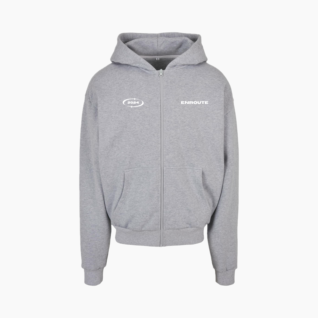 Oversized Zip Up Hoodie - Grey | Include a free shipping bag