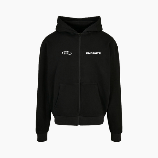 Oversized Zip Up Hoodie - Black