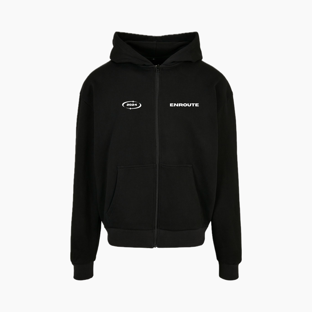 Oversized Zip Up Hoodie - Black | Include a free shopping bag