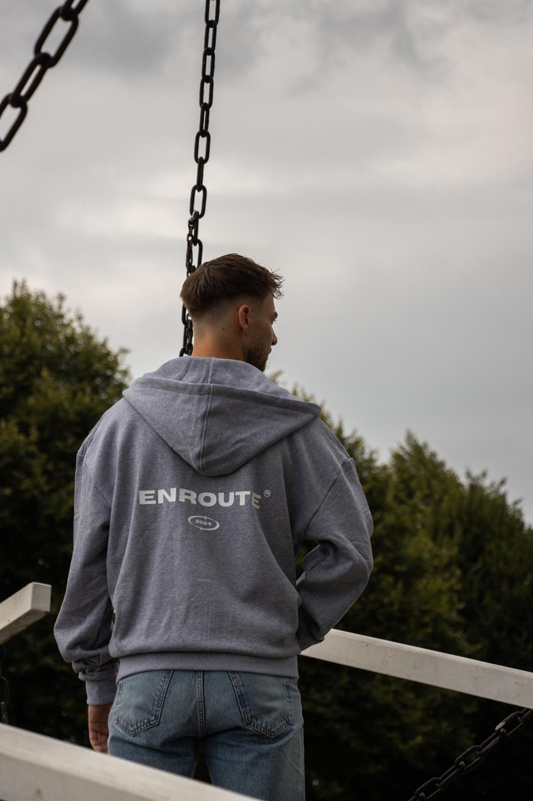 Oversized Zip Up Hoodie - Grey | Include a free shipping bag